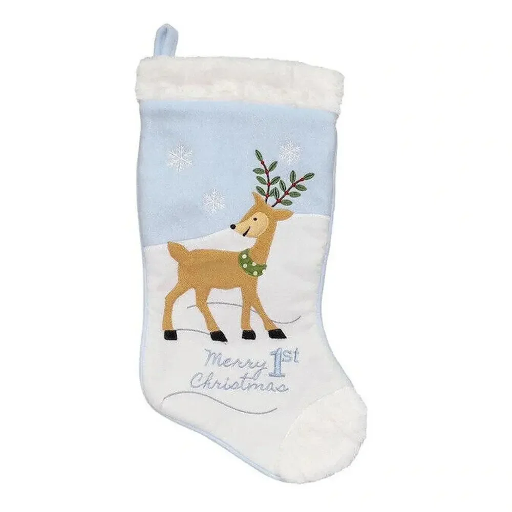 Holiday Living Blue Merry 1st Christmas Baby Deer 17